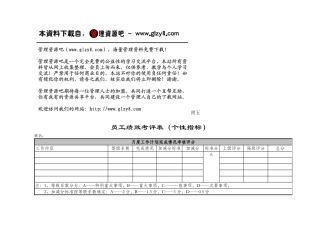 员工绩效考评表（个性指标）
