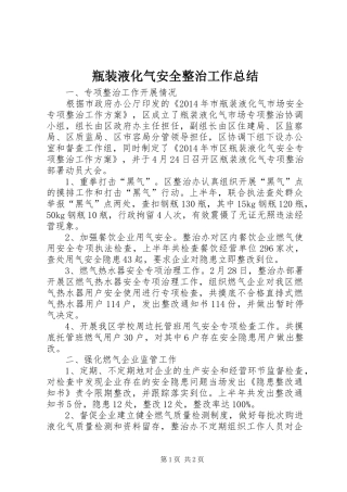 瓶装液化气安全整治工作总结