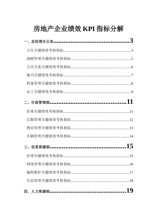人力资源-1房地产(标杆)公司岗位KPI分解