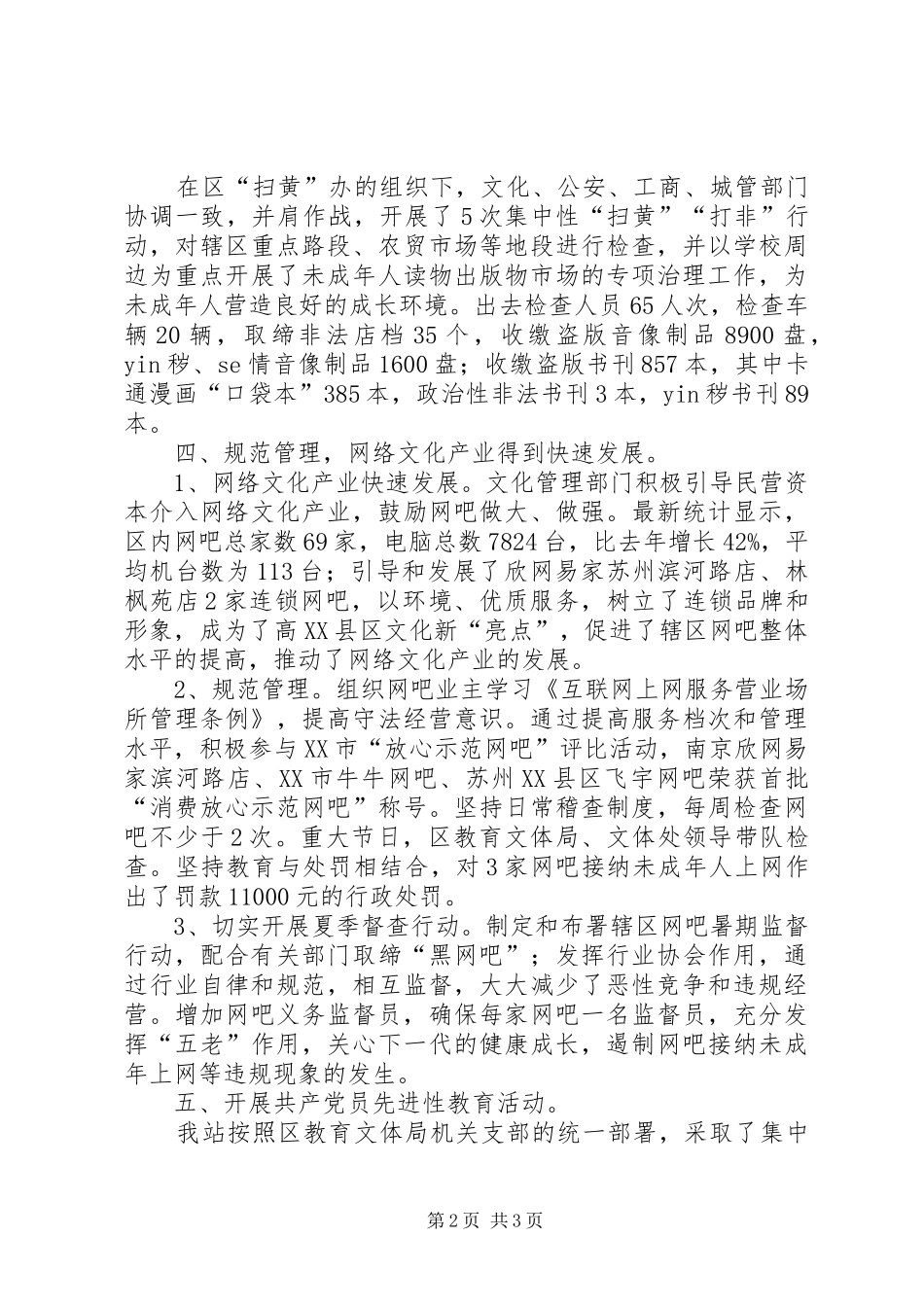 高XX县区文化市场管理站工作总结范文_第2页