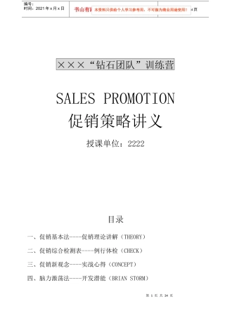 某钻石团队促销策略讲义