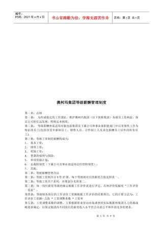 某集团等级薪酬管理制度