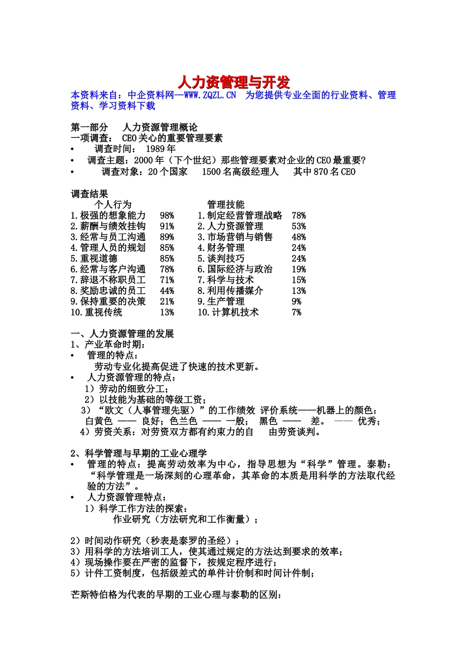 人力资管理与开发（16页）_第1页
