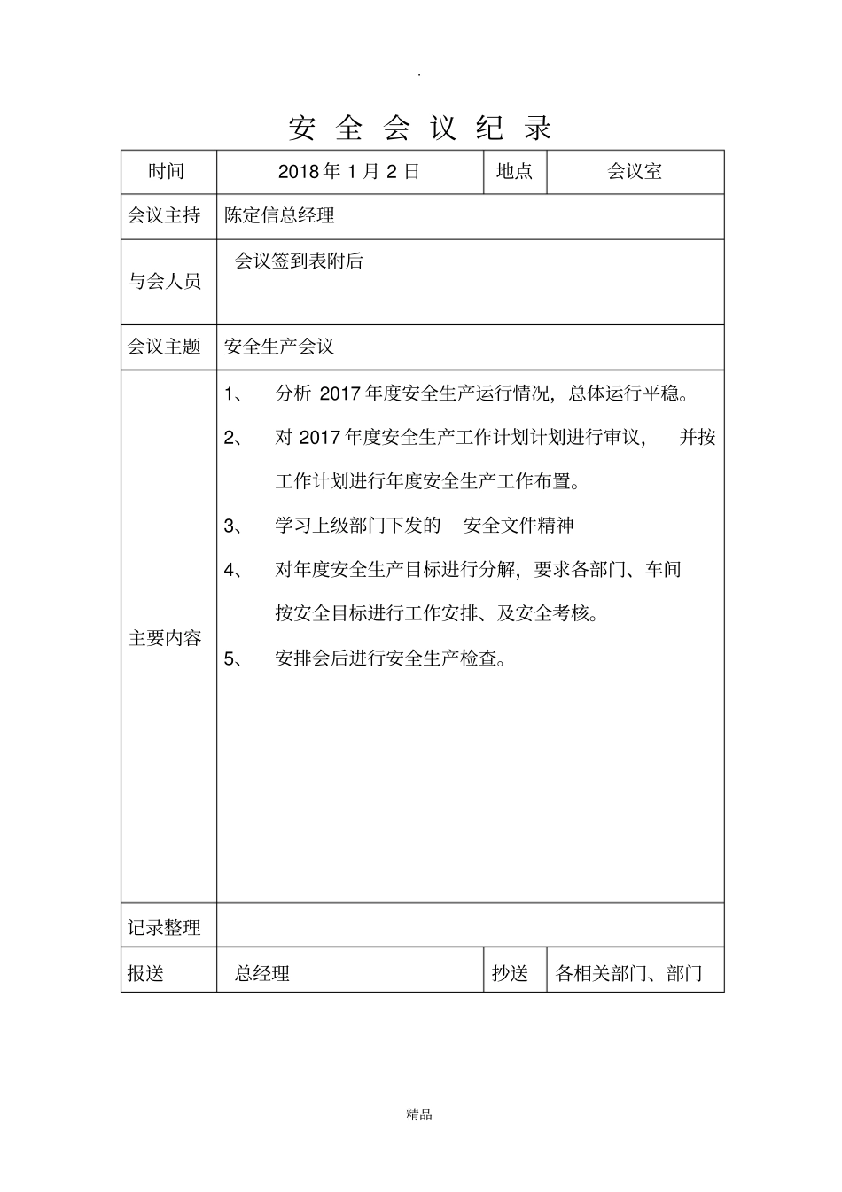 安全生产会议记录完整版本_第1页