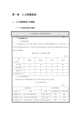 人力资源规划表格表单