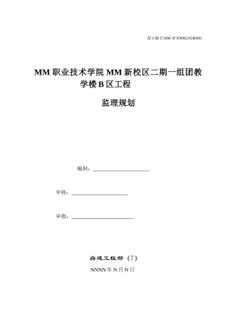 人力资源-mm职业技术学院监理规划