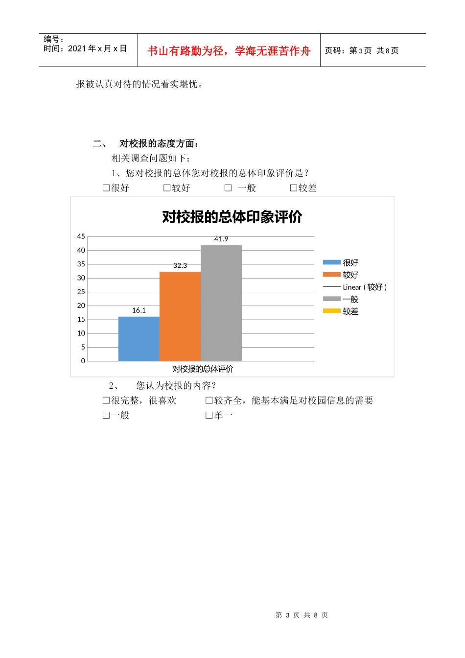 校报读者调查问卷情况反馈分析_第3页