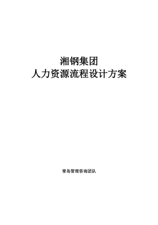 某钢材集团人力资源流程设计方案