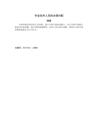 专业技术人员的合理分配