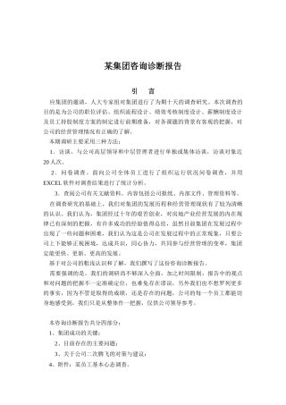 某集团人力资源咨询诊断报告