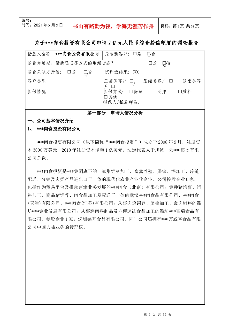 某银行总行营业部公司业务授信调查报告_第3页