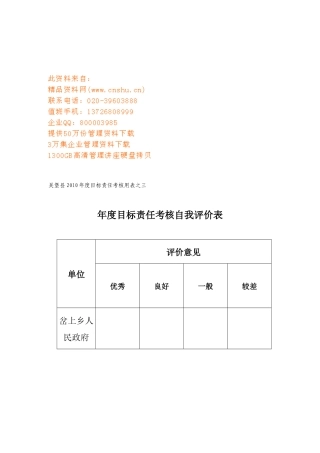 吴堡县年度目标责任考核自我评价表