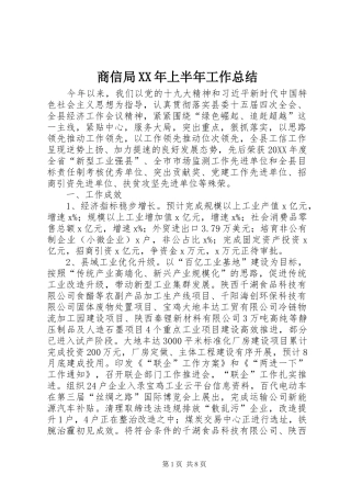 商信局上半年工作总结