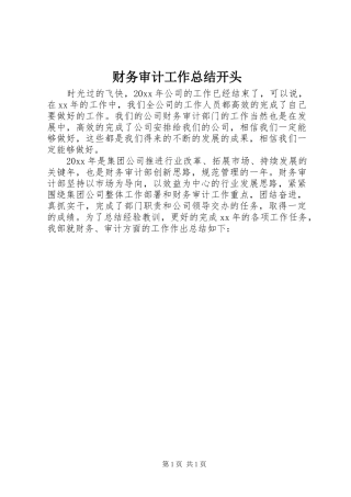 财务审计工作总结开头