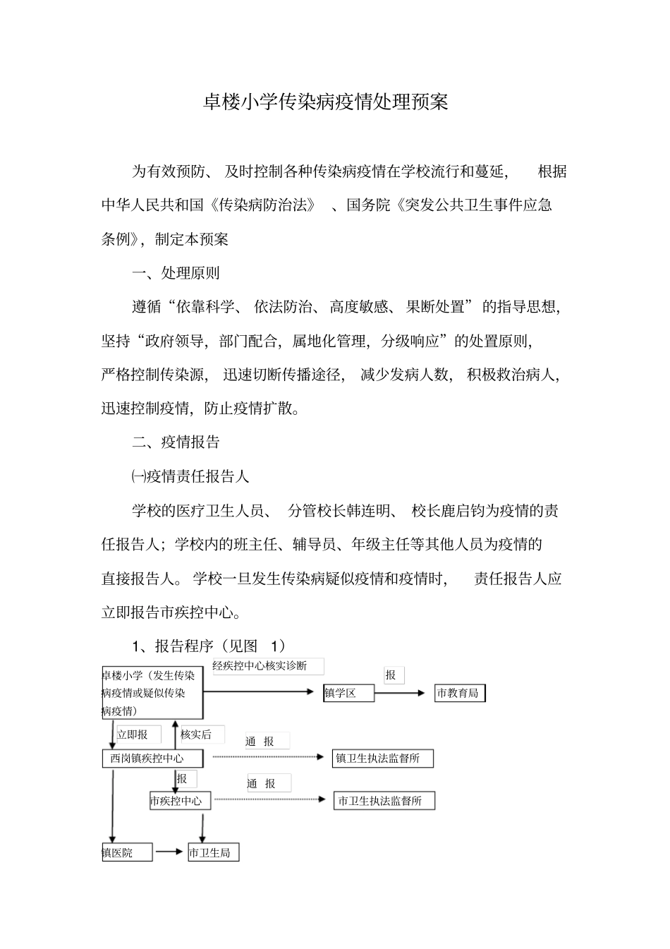 (完整版)学校传染病疫情应急处理预案_第1页