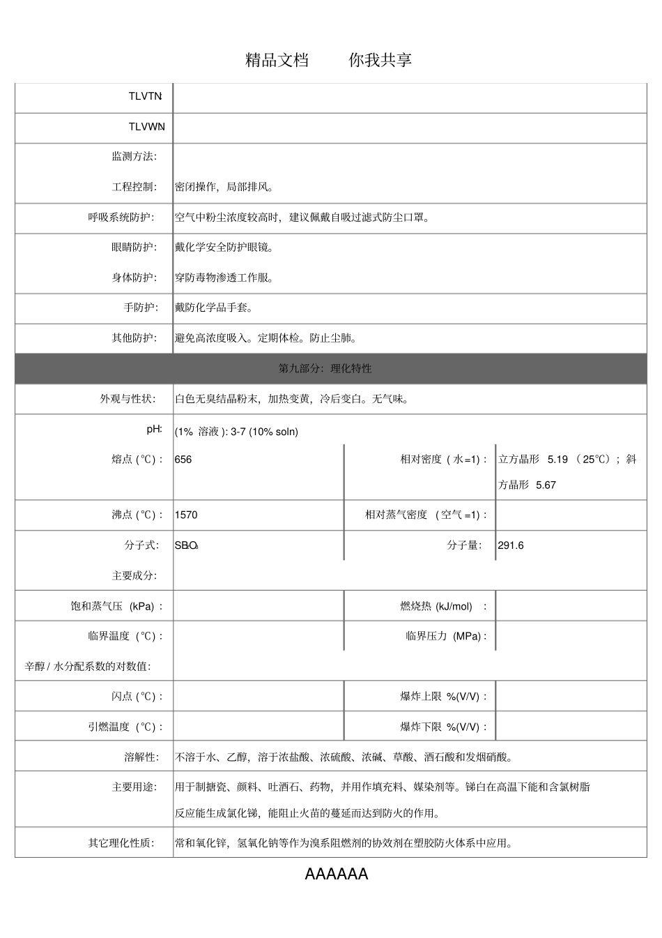 三氧化二锑安全技术说明(阻燃剂)_第3页