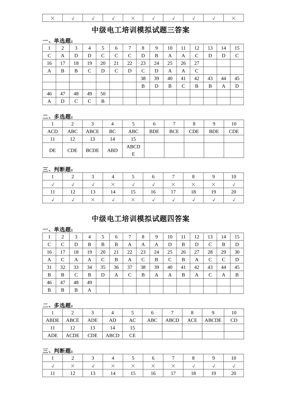 中级电工培训模拟试题一答案(XXXX2)_第2页