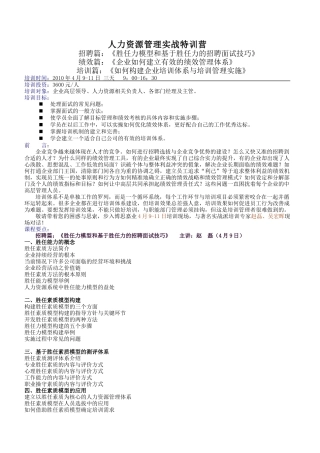 人力资源管理实战特训营