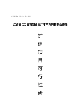 某食油厂山茶油扩建项目可行性研究报告