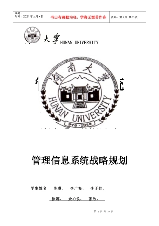 某速运有限公司管理信息系统战略规划