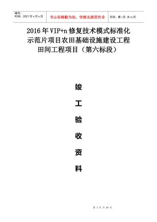 某项目农田基础设施建设工程田竣工验收资料