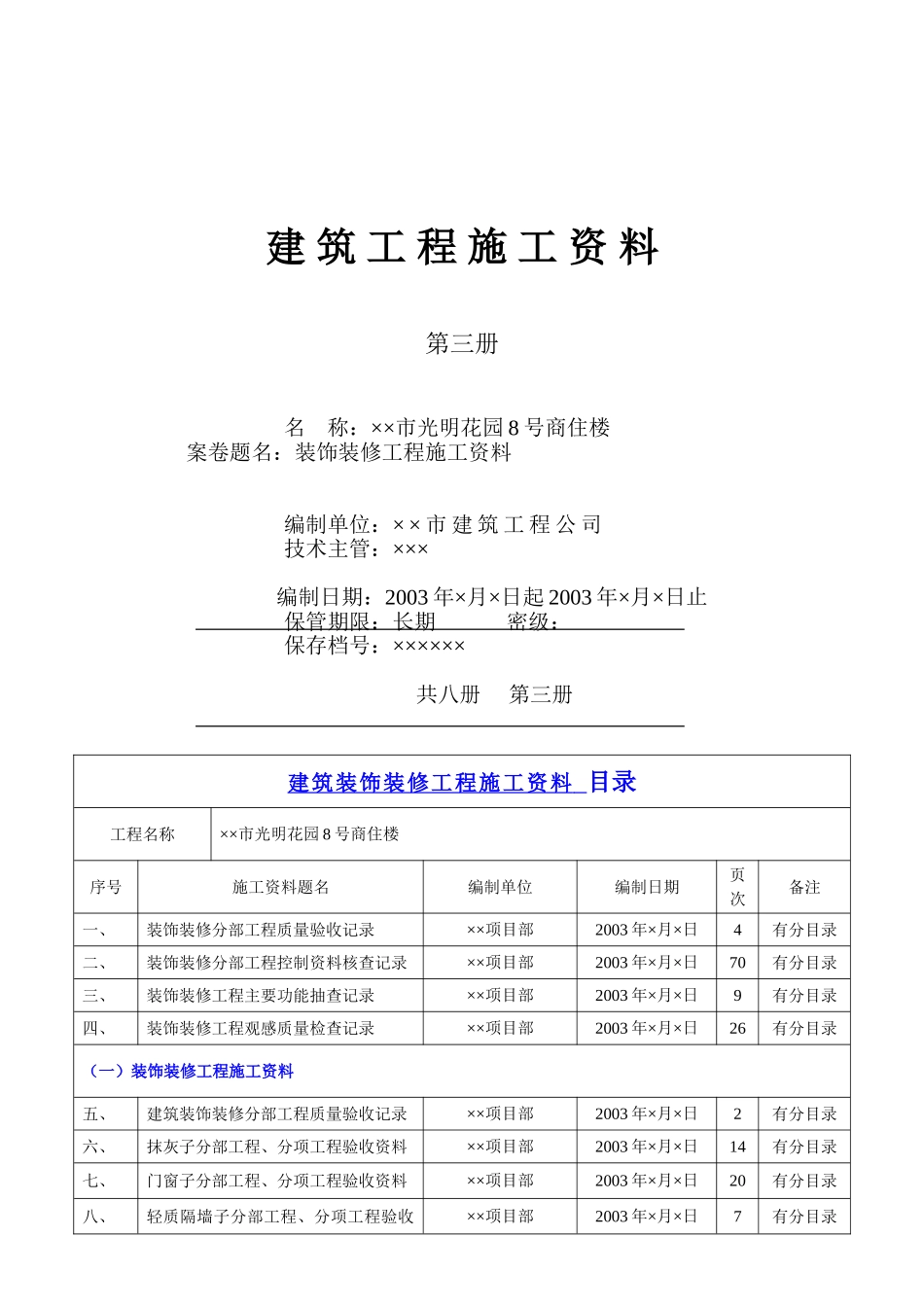 人力资源-4.3第三册建筑装饰装修工程施工资料(18页)_第1页