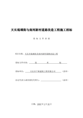 某道路改造工程施工招标书