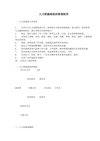 人力资源部组织管理制芳