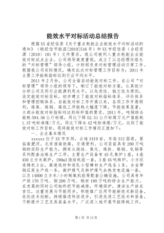 能效水平对标活动总结报告