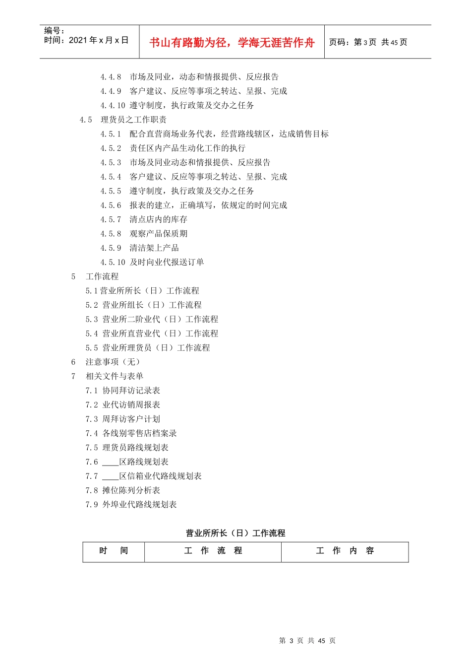 某食品公司营业所工作执掌工作流程_第3页