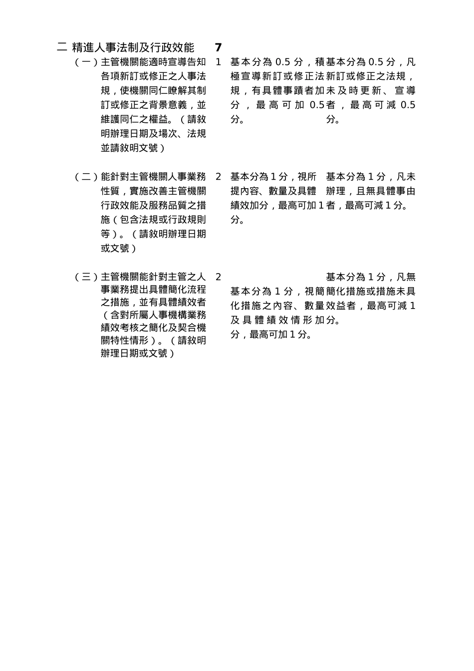 人事业务绩效考核项目及评分标准表_第2页