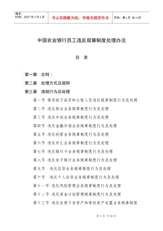 某银行员工违反规章制度处理办法(DOC52页)