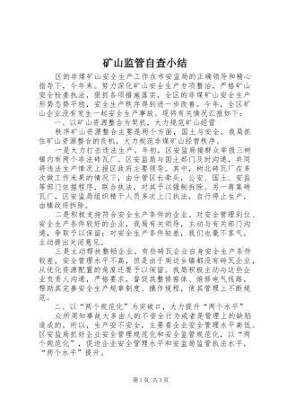 矿山监管自查小结