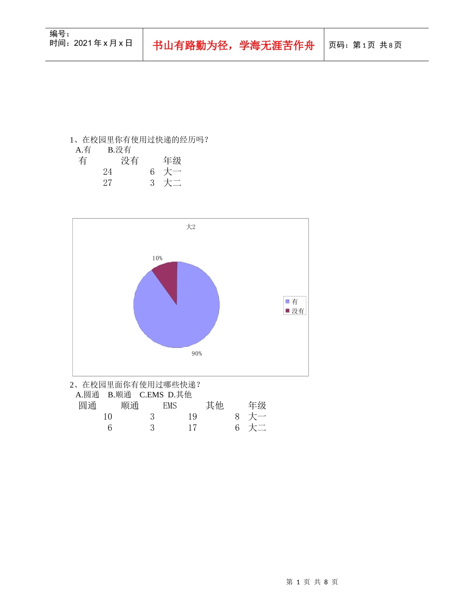 校园快递调查问卷统计_第1页