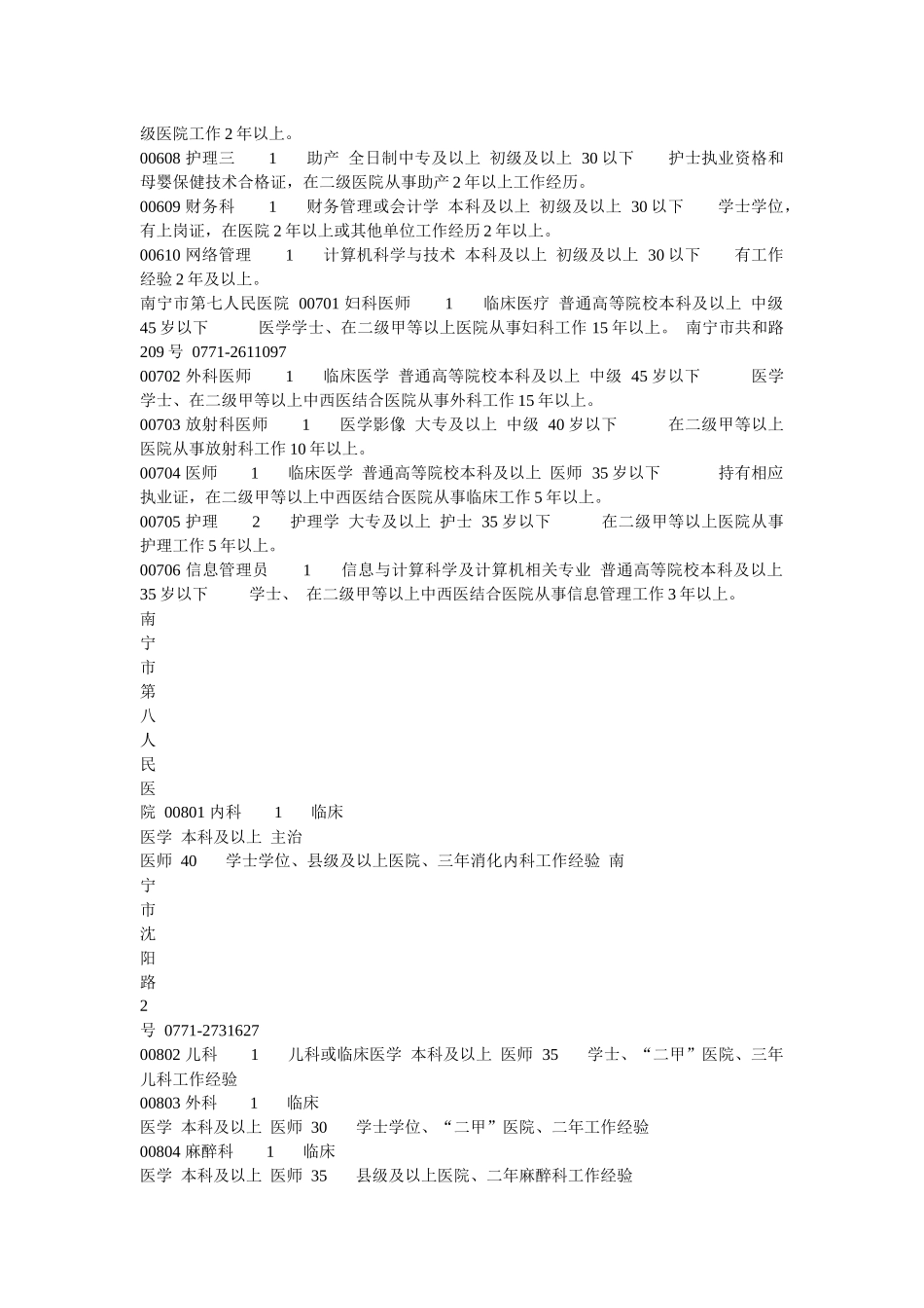 人力资源-XXXX年南宁市事业单位公开考试招聘岗位计划表_第3页