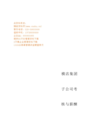 某集团子公司考核与薪酬管理模式设计报告