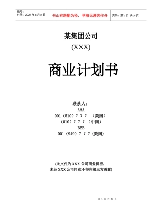 某集团公司商业计划书