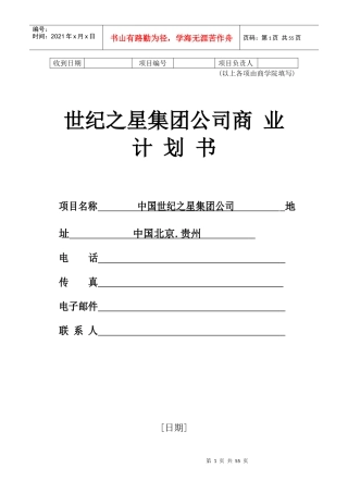 某集团公司商业计划书(DOC 55页)