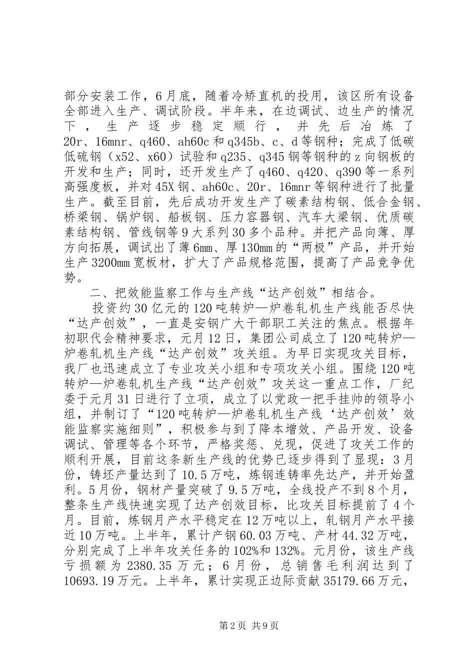 钢铁厂上半年效能监察工作经验总结_第2页