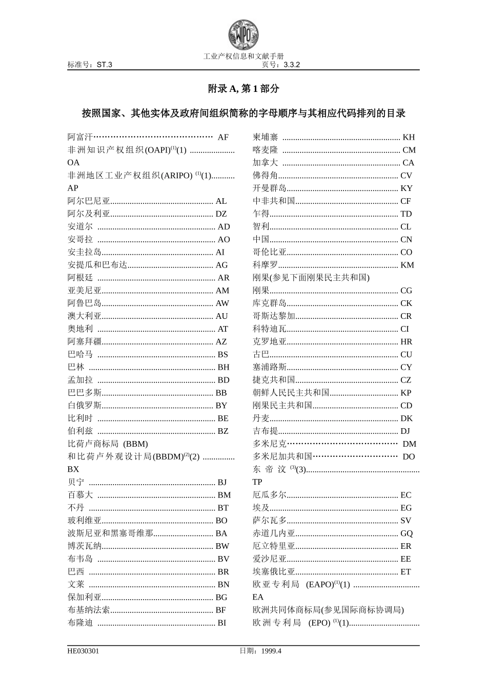 标准ST3 用双字母代码表示国家、其他实体及政府间组织的推荐标准__第3页