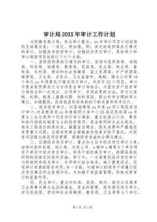 审计局审计工作计划