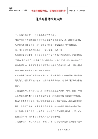 某项目整体策划方案