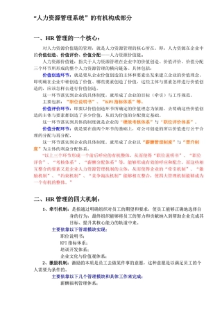 人力资源管理系统的有机构成部分