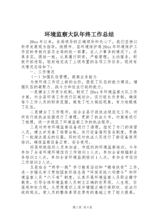 环境监察大队年终工作总结