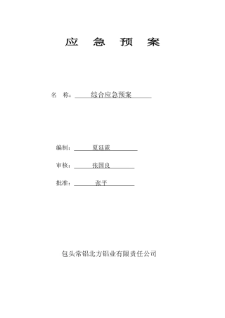 某铝业有限责任公司综合应急预案