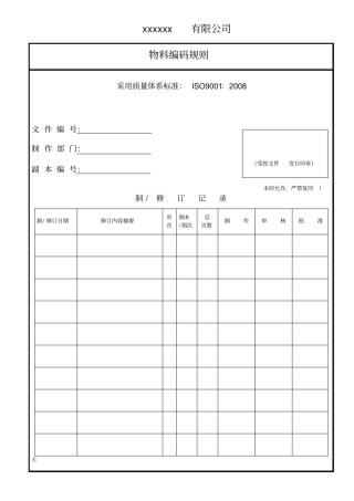 (物料管理)物料编码规则