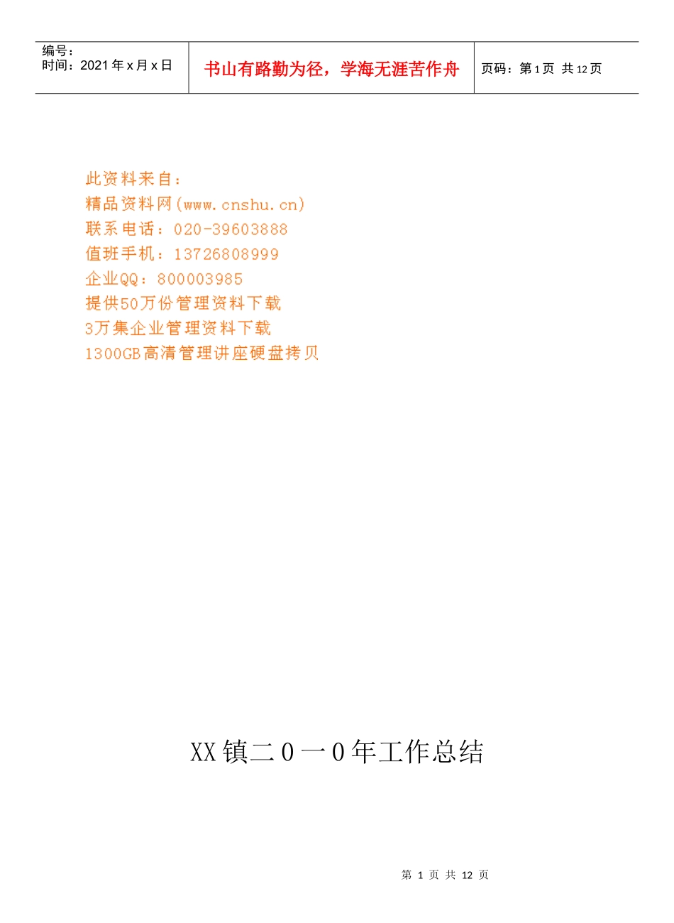 某镇年度工作总结_第1页