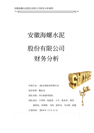 (财务分析)安徽海螺水泥财务分析