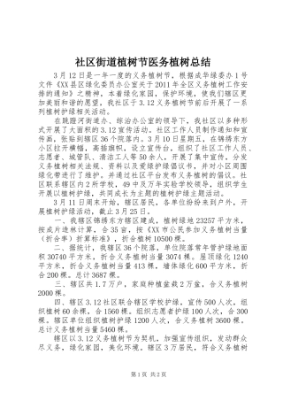 社区街道植树节医务植树总结