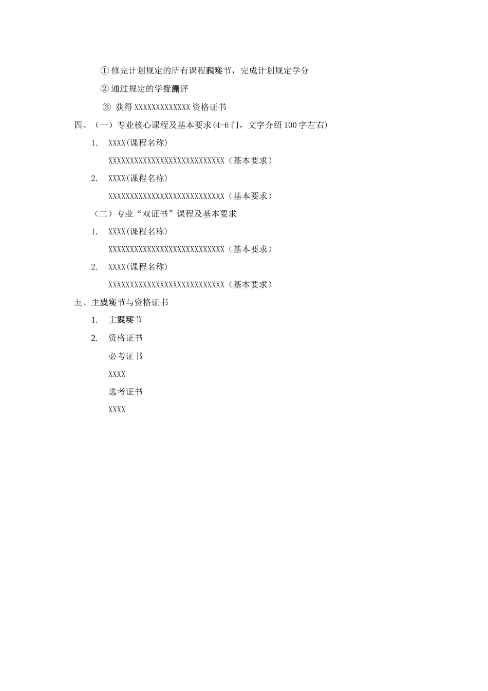 人才培养方案的结构及内容(格式)_第2页